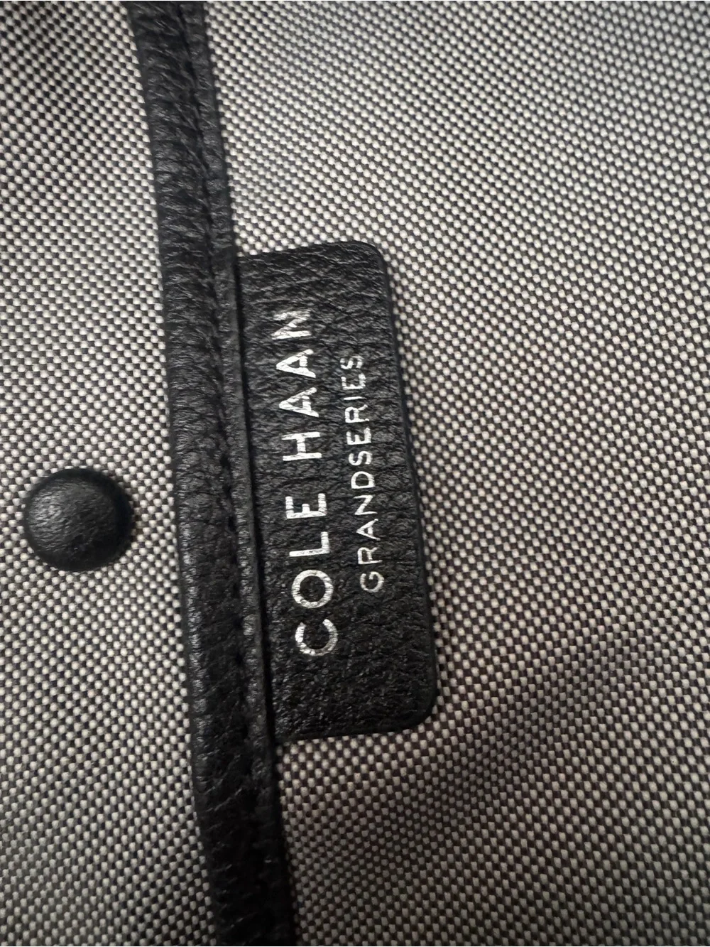 Cole Haan Black Leather Duffel with Silver Zip and Strap Hardware
